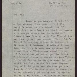 Letter C W Andree Hayward to Fred