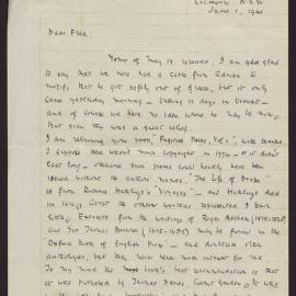 Letter C W Andree Hayward to Fred