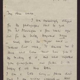 Letter C W Andree Hayward to Cousin