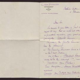 Letter Department of Marine, Batavia to F G Hayward