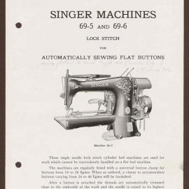 Overseas machinery - Singer product information booklets