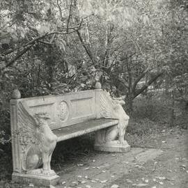 [Stone bench in the garden of Miegunyah]