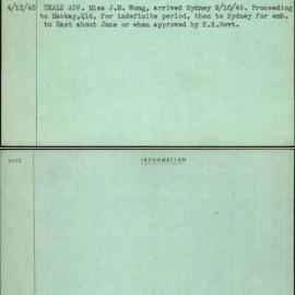 Wong, Miss Jess, [No Service Number]