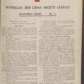 Australian Red Cross Society Leaflet - Quarterly Series No.1