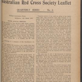 Australian Red Cross Society Leaflet - Quarterly Series No.2