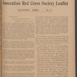 Australian Red Cross Society Leaflet - Quarterly Series No.3