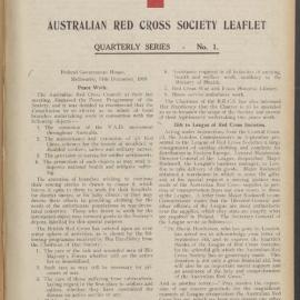 Australian Red Cross Society Leaflet - Quarterly Series No.1