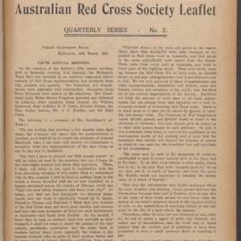 Australian Red Cross Society Leaflet - Quarterly Series No.2