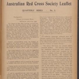 Australian Red Cross Society Leaflet - Quarterly Series No.3