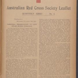 Australian Red Cross Society Leaflet - Quarterly Series No.4