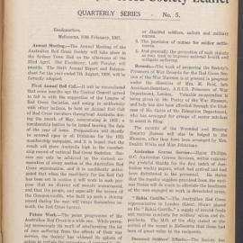 Australian Red Cross Society Leaflet - Quarterly Series No.5