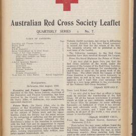 Australian Red Cross Society Leaflet - Quarterly Series No.7 (with Special Supplement)