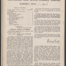 Australian Red Cross Society Leaflet - Quarterly Series No.8