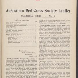 Australian Red Cross Society Leaflet - Quarterly Series No.9