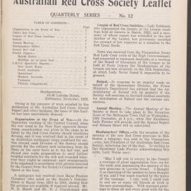Australian Red Cross Society Leaflet - Quarterly Series No.12