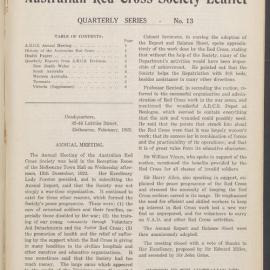 Australian Red Cross Society Leaflet - Quarterly Series No.13 (Includes Consitution of the Australian Red Cross Society)
