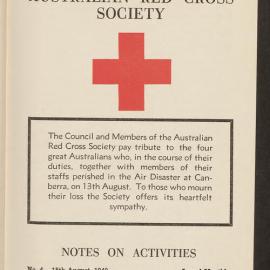 Australian Red Cross Society - Notes On Activities - No.4
