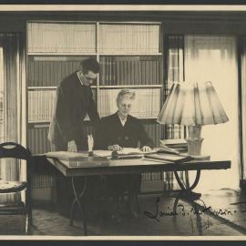 Jeff Hanson looking at Louise Hanson-Dyer at Rue de Grenelle