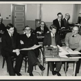 Louise Hanson-Dyer watches over a Oiseau-Lyre recording session with Anthony Lewis at far right
