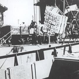 Red Cross International S.S. "Caritas I" loading parcels in Philadelphia, America for European relief