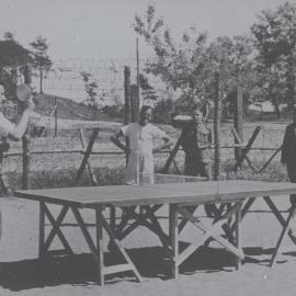 Unidentified prisoners of war camp: Playing table tennis