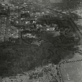 Aerial view of University looking South, University of Melbourne, 11 March 1942.