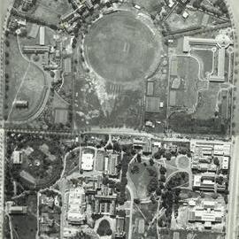 Aerial view of University of Melbourne, circa 1923.