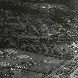 Aeriel view of University looking East, University of Melbourne, 11 March 1942.