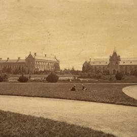 Eastern side of National Museum and Main Building on left, University of Melbourne.