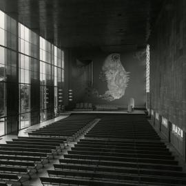 Interior of the new Wilson Hall from balcony, University of Melbourne, circa 1956.