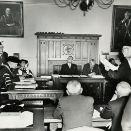 Interior of the new Wilson Hall, University of Melbourne, circa 1956.