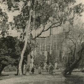 Old Wilson Hall across corner of lake, University of Melbourne.