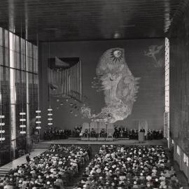 Opening of the new Wilson Hall from balcony, University of Melbourne, 22 March 1956.