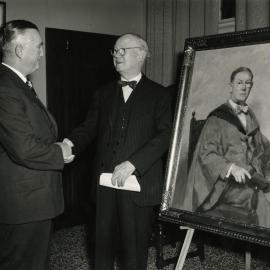 Presentation of portrait of Dr. Rowden White, University of Melbourne, 10 June 1959.
