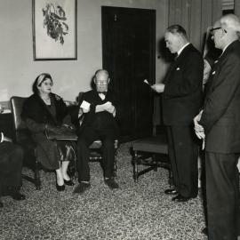Presentation of portrait of Dr. Rowden White, University of Melbourne, 10 June 1959.