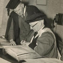 Signing the Degree Book, University of Melbourne, 15 August 1956.