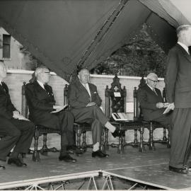 Sir Arthur Dean at the opening of Redmond Barry building, University of Melbourne, 22 November 1961.