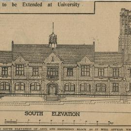 South elevation of Old Arts Building, University of Melbourne, 6 January 1920.