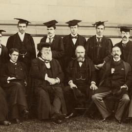 Staff and students wearing mortarboards, University of Melbourne.