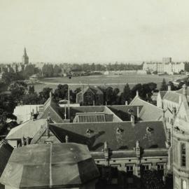View from the Old Arts Clock-tower, University of Melbourne, circa 1931-1936.