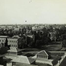 View from the Old Arts Clock-tower, University of Melbourne, circa 1931-1936.