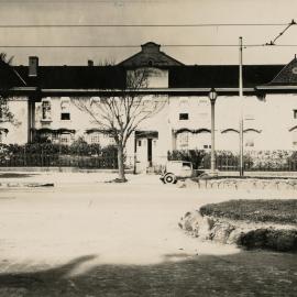 View of Conservatorium of Music across Royal Parade, University of Melbourne, circa 1930.