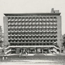 Raymond Priestley Building, University of Melbourne. Drawing of elevation