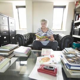 [Greer on sofa, Office]