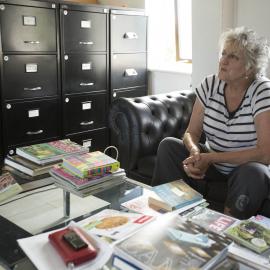 [Greer on sofa, Office]