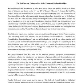 1. Prague Plenary Meeting - Background and Summary