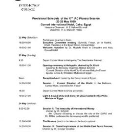 5. Plenary Schedule