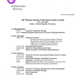 5. Plenary Schedule
