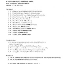 6. Plenary Schedule