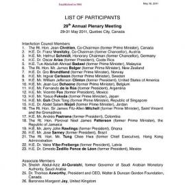 3. Quebec Plenary LOP [list of participants]